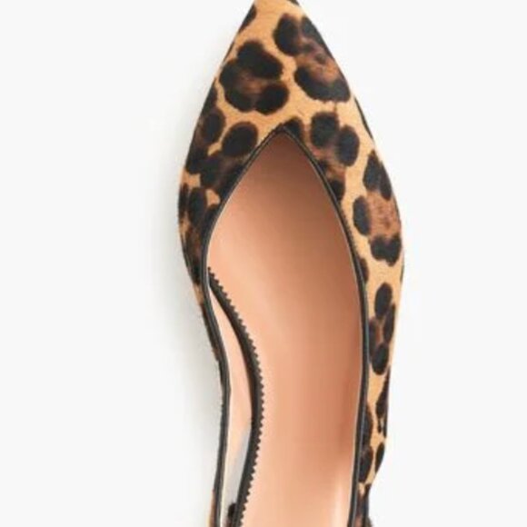J Crew Pointed Toe Leopard Calf Hair Slingback Flats 8.5 - Picture 10 of 10